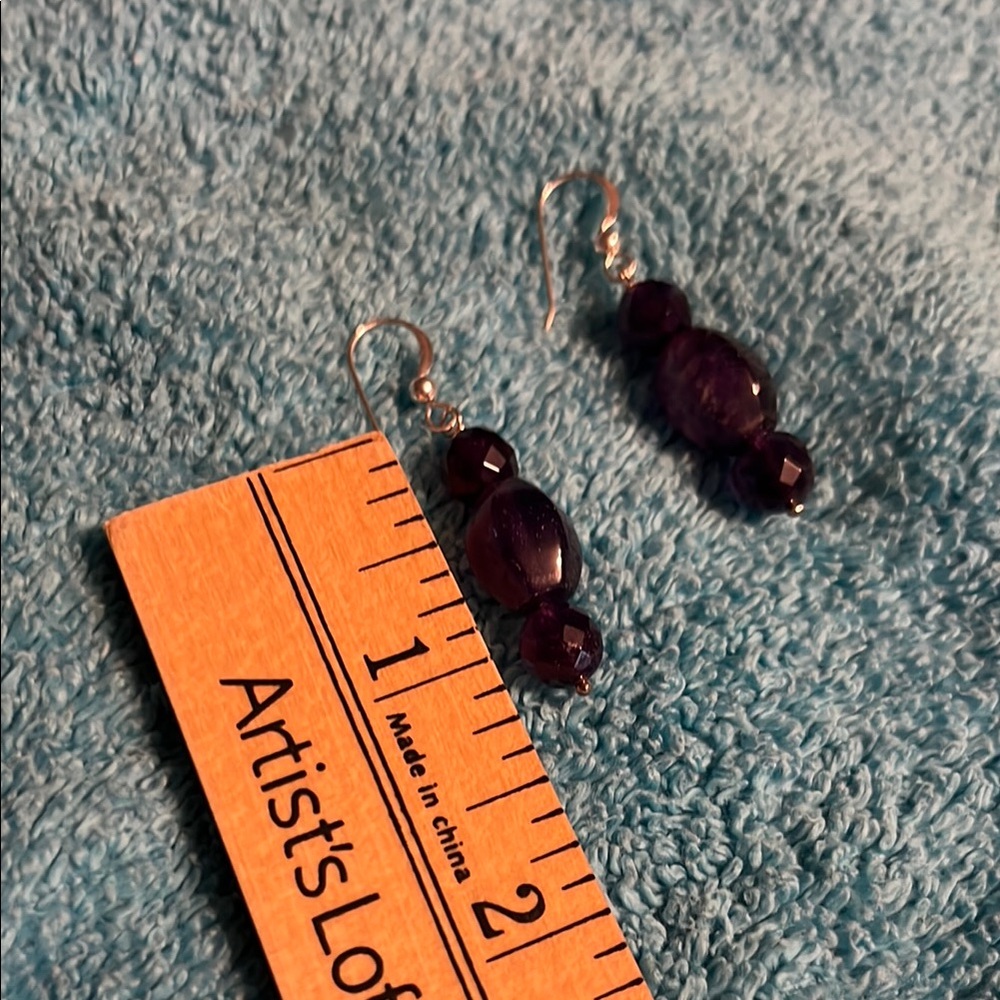 1” Purple Crystal Drop Earrings